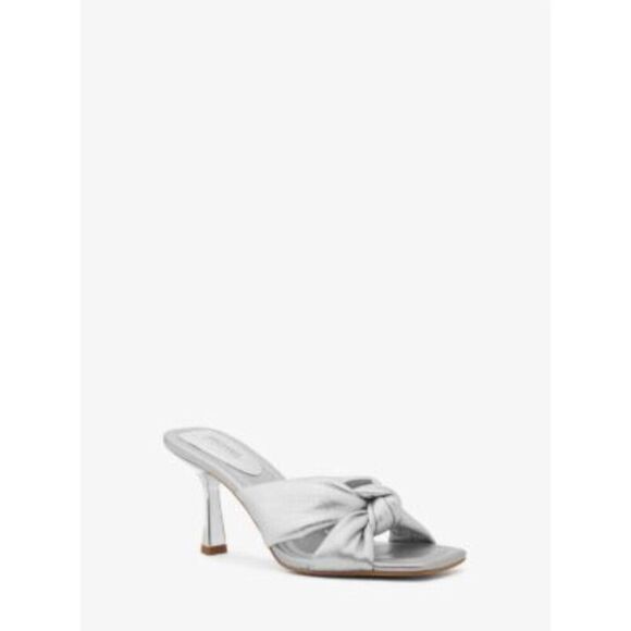 Michael Kors Elena 40S4ELHS1M Slide Women 10 Silver Knotted Strap Sandal ZPO1711 - Picture 2 of 14